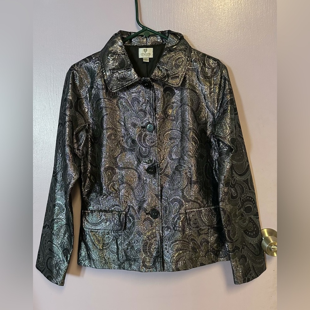 Like New Chico's Metallic Blazer/Jacket